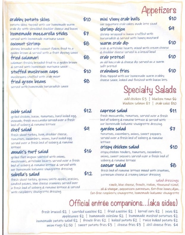 Lunch & Dinner Menu Pier 1 Restaurant